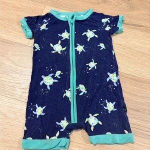 Bamboo Navy Blue Turtle Print Kids One Piece PJs